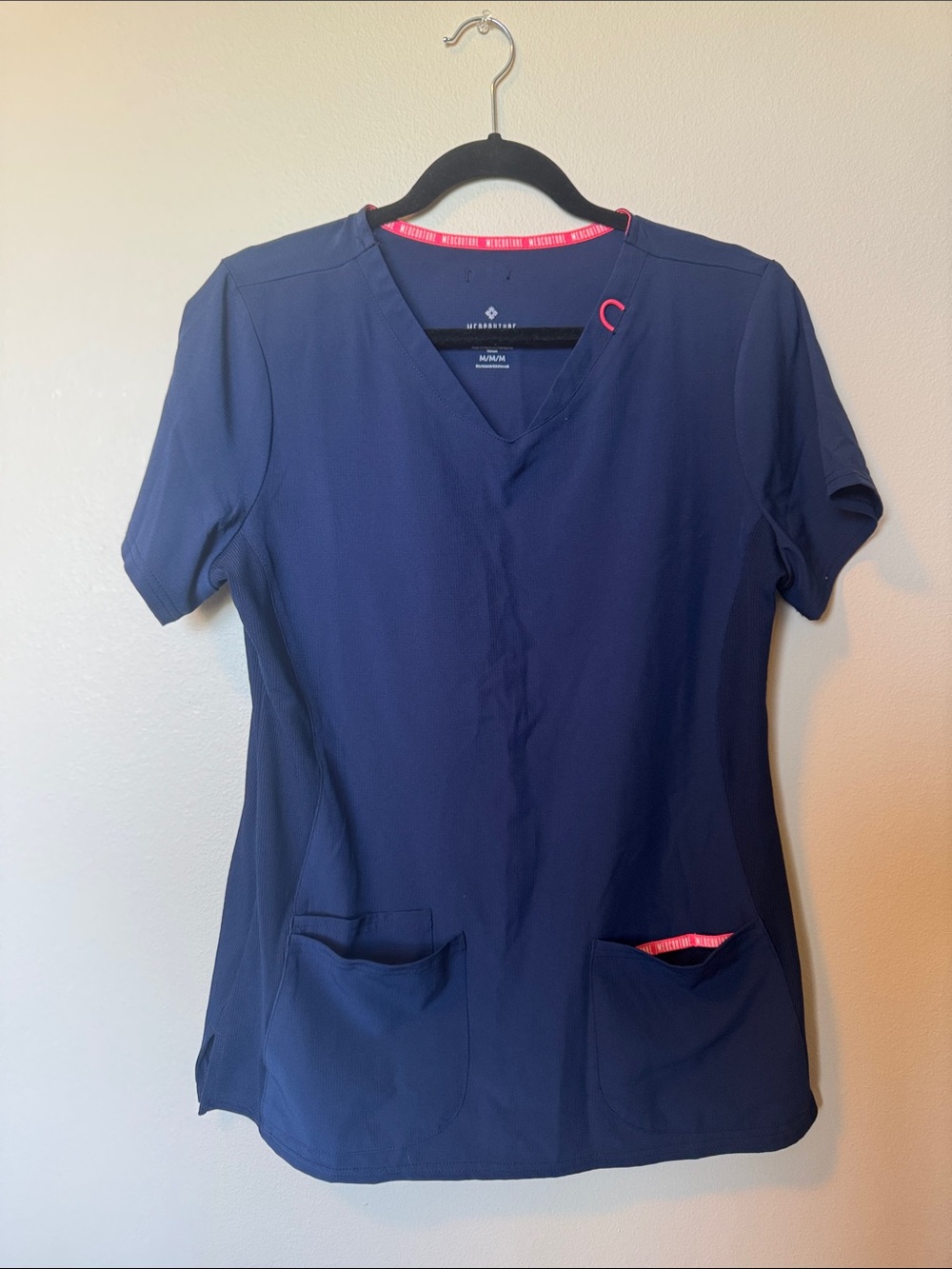 Med Couture Amp Navy Short Sleeve V-Neck Scrub Top